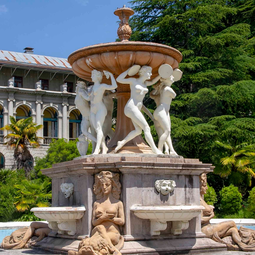 Fountain in the Abandoned Ordzhonikidze Sanatorium in Sochi on a Sunny Day